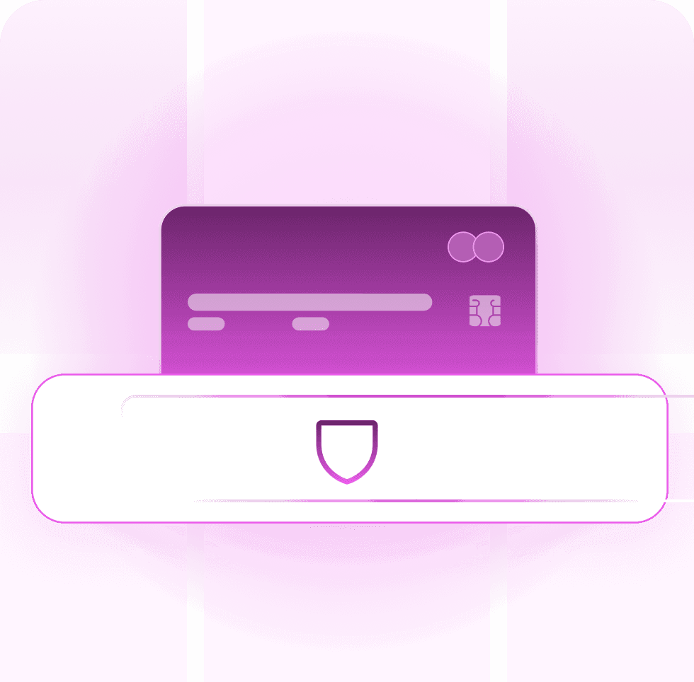 A payment card held behind a shield-marked limit bar