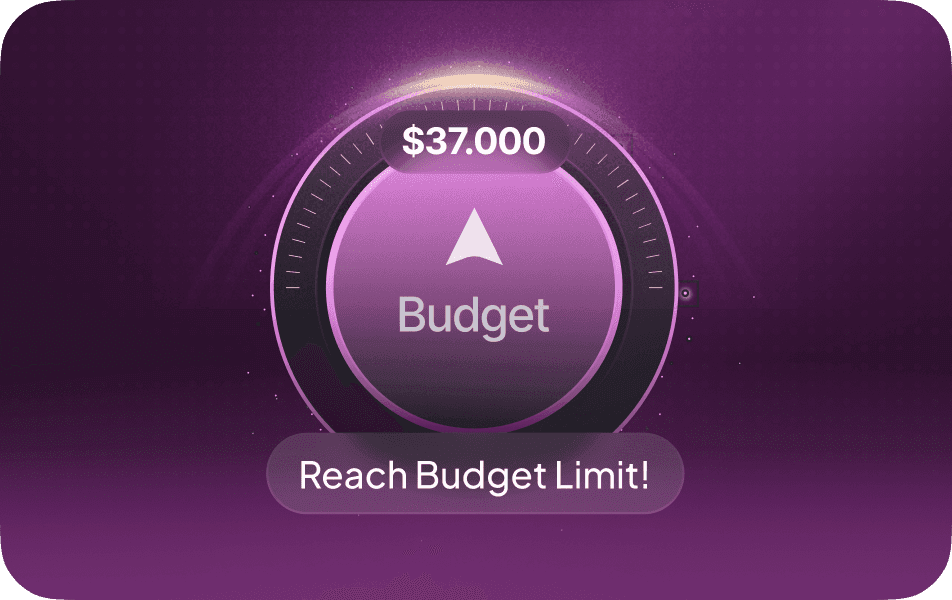 A $37,000 budget dial with a Reach Budget Limit! alert