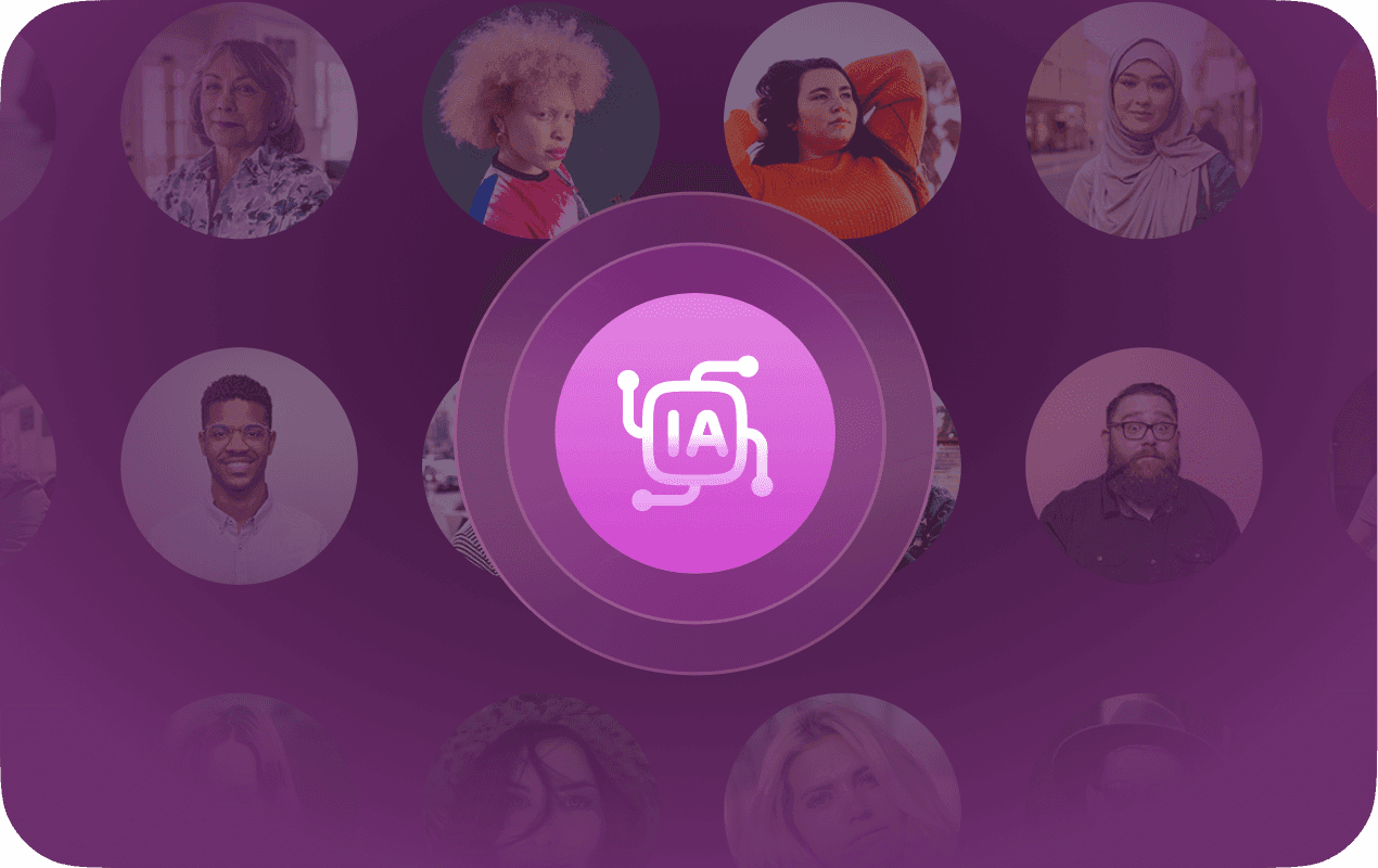 An AI badge in the middle of a grid of people's portraits