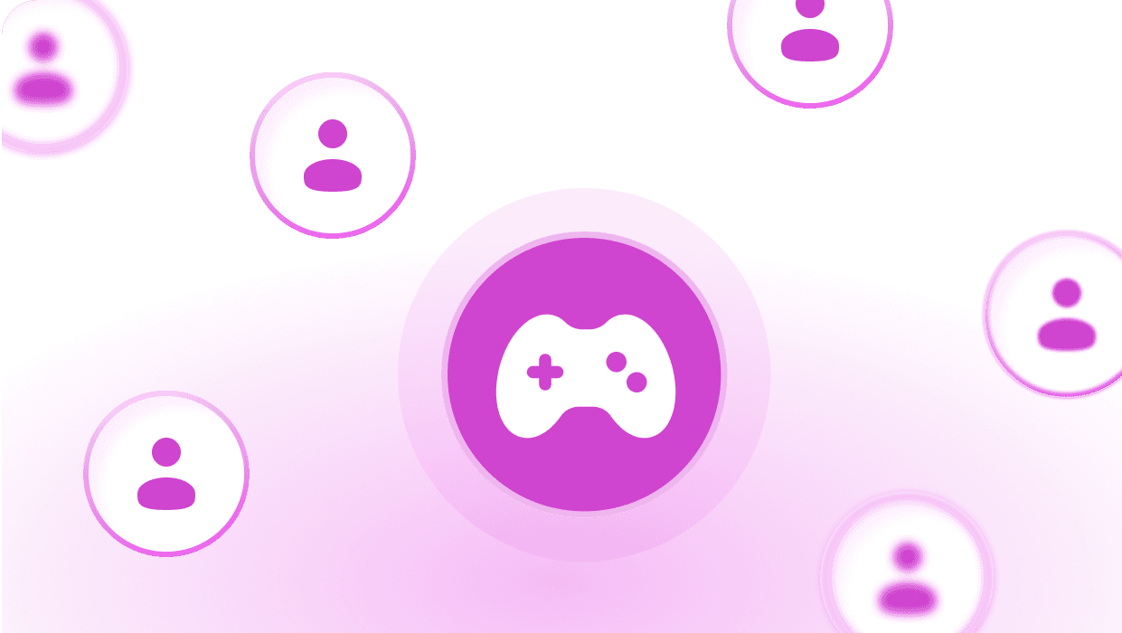 A game controller surrounded by player profiles