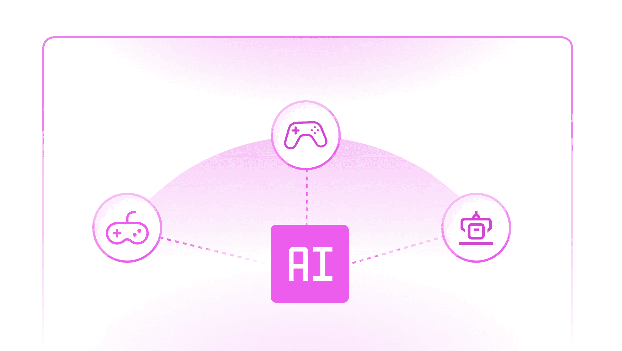 An AI hub linked to three game controllers