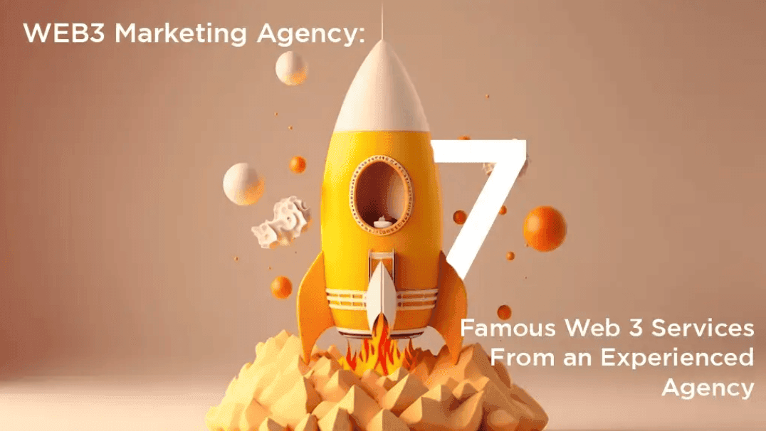 WEB3 Marketing Agency: 7 Famous Web 3 Services From an Experienced Agency, with a rocket taking off