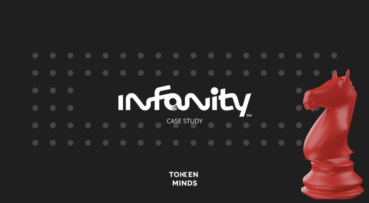 Infanity case study cover: the Infanity logo beside a red chess knight, with the TokenMinds logo