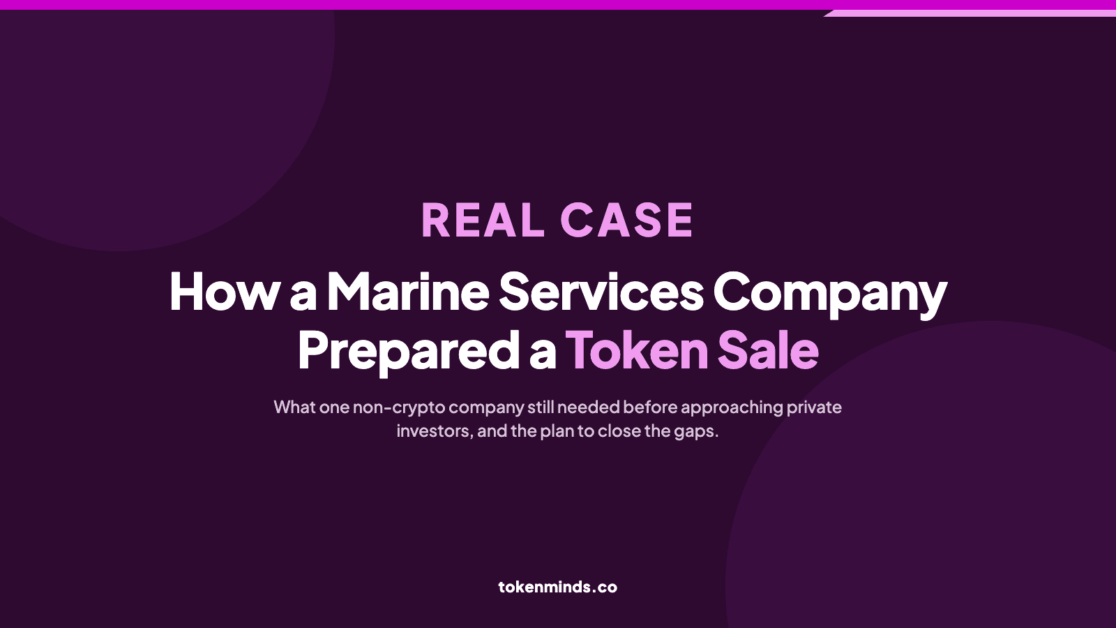 Real Case: How a Marine Services Company Prepared a Token Sale
