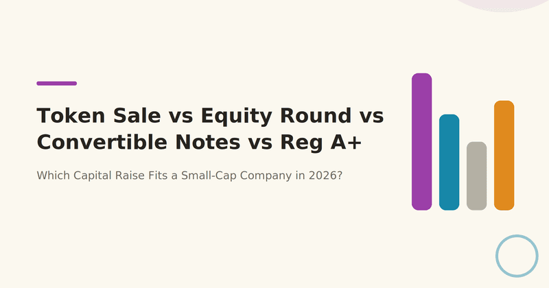 Token Sale vs Equity Round vs Convertible Notes vs Reg A+: Which Capital Raise Fits a Small-Cap Company in 2026?